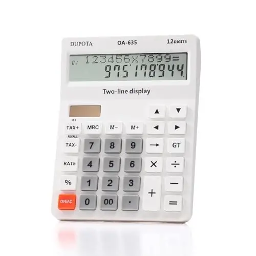 Kalkülatör El Tipi Büyük Ekran Büyük Düğmeler 12 Haneli 2 Satırlı LCD, İkili Güneş Enerjisi ve Pil, Vergi ve Kontrol Fonksiyonlu Ofis, Ev, Okul ve İş için Kalkülatör （OA-635） - DUPOTA (1)