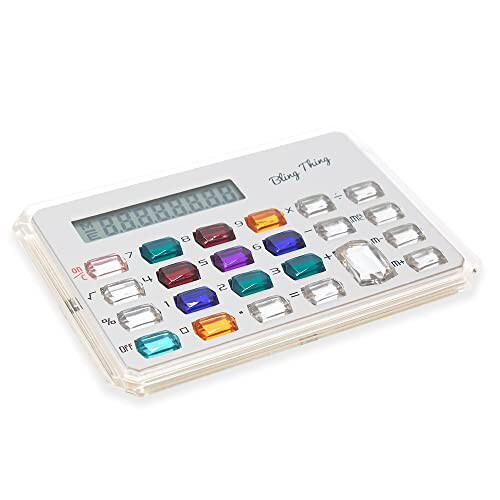 Калькулятор Calabria Gemstone Basic Desktop Calculator с серебряными стандартными функциями, большим ЖК-дисплеем, карманный, портативный, с кристальными кнопками, офисный - 2