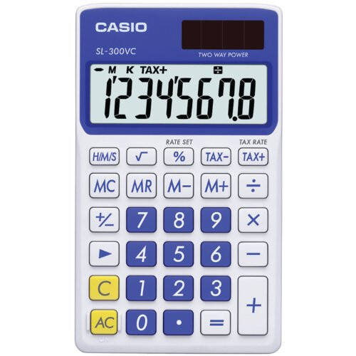 Калькулятор Casio SL-300VC с питанием от солнечной энергии, стандартные функции, синий - 1