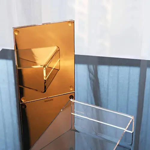 Калькулятор EXPUTRAN Acrylic со стойкой, гибридный калькулятор на батареях и солнечной энергии, 12-разрядный ЖК-дисплей, настольные аксессуары для домашнего офиса (золотистый) - 4