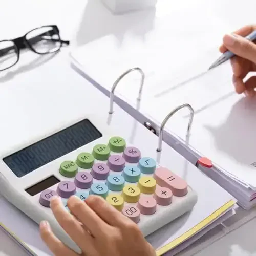 Калькулятор OFFIDIX с 12-разрядным большим ЖК-дисплеем, настольный калькулятор с большими кнопками, двухэнергетический солнечный калькулятор для офиса, школы, дома (синий) - 5