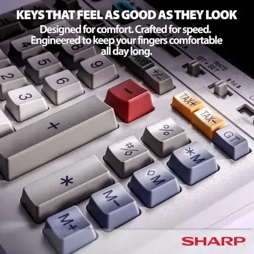 Калькулятор Sharp EL-1801V с чернильным принтером, флуоресцентным дисплеем, переменным током, бежевого цвета - 4