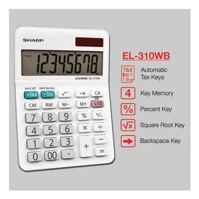 Калькулятор Sharp EL-310WB, Белый 3.125, 3.38 x 4.75 x 1.0 дюйма - 4