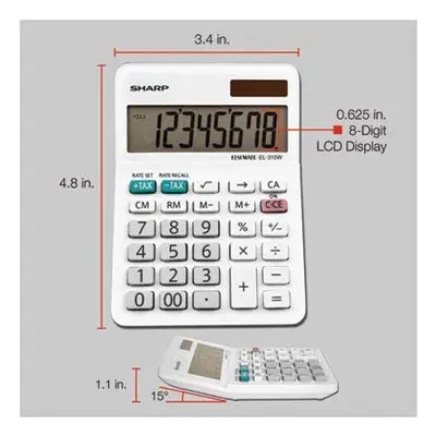 Калькулятор Sharp EL-310WB, Белый 3.125, 3.38 x 4.75 x 1.0 дюйма - 5