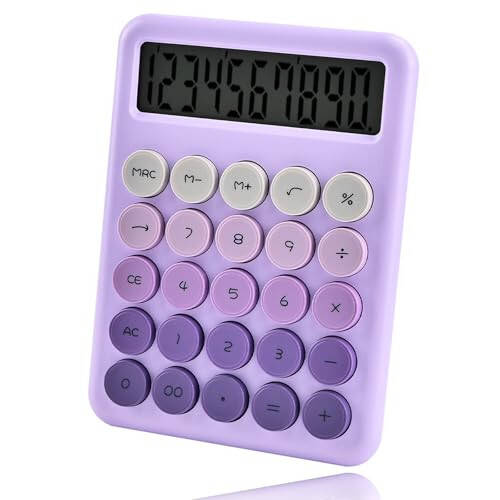 Калькулятор Valtiner Calculators для рабочего стола, 12-разрядный базовый калькулятор с большими кнопками, чувствительный калькулятор для рабочего стола с градиентом, большой ЖК-дисплей, офисные принадлежности (фиолетовый) - 1