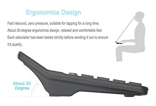 Калькуляторы, BESTWYA 12-цифровой двухсторонний ручной настольный калькулятор с большим ЖК-дисплеем, большая чувствительная кнопка (черный, упаковка из 5 штук) - 3