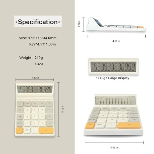 Калькуляторы, Настольный калькулятор Benkaim, Базовый стандартный калькулятор, 12-значный калькулятор с большим дисплеем для офиса, дома и бизнеса - 6