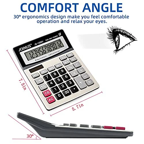 Kalkulyator, 12 raqamli katta LCD displey va sezgir kompyuter tugmachalariga ega standart funksiyali ish stoli kalkulyatori, Quyosh batareyasi va ikki tomonlama quvvatga ega kalkulyator, foydalanish oson bo'lgan asosiy kalkulyator - SKY/2 (1)