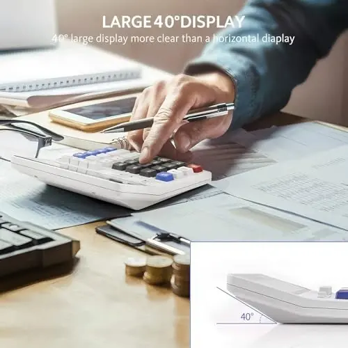 Kalkulyator, 12 Xonali Ekstra Katta LCD Displeyli Ofis Stol Kalkulyatorlari, Ikki Yo'nalishli Quvvat Batareyasi va Quyosh, Buyuk Tugmali Standart Asosiy 4 Funktsiyali Stol Kalkulyatorlari Ofis Moliya Hisoboti Biznes Uchun - 6