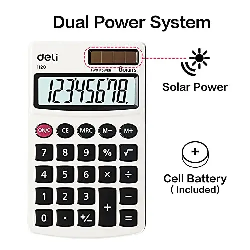 Kalkulyator, Deli Standart Funksiyali Asosiy Kalkulyatorlar, Qopqoqli Quyosh Batareyali Ikkilamchi Quvvat Ofis Kalkulyatori, Metall Panel, 2 Paket - 6