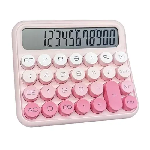 Kalkulyatorlar, Benkaim stol kalkulyatori, Asosiy standart kalkulyator, Maktab, uy va biznesda foydalanish uchun 12 xonali katta LCD displeyli katta tugmachali kalkulyator (pushti gradient) 