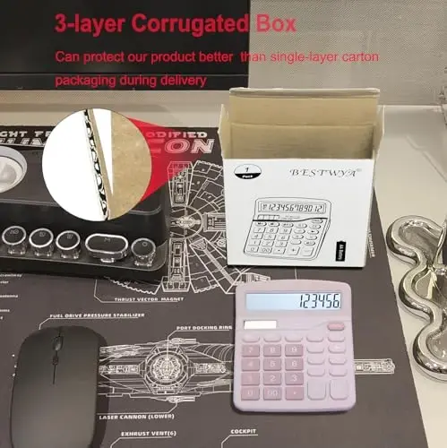 Kalkulyatorlar, BESTWYA 12 xonali qo'lda ishlatiladigan stol kalkulyatori katta LCD displey va katta sezgir tugmali (1 donadan iborat) - 7