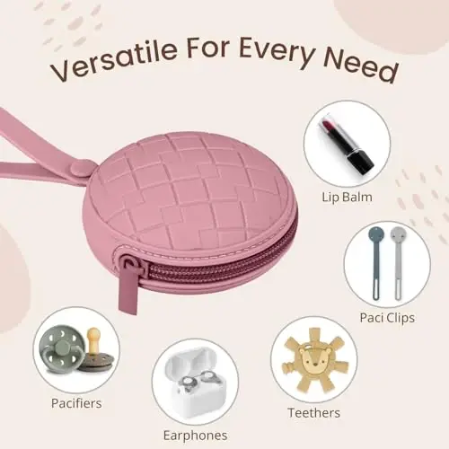 Kalovin Pacifier Holder Case, Pack of 2 Baby Silicone Pacifier Holder Case, Protective Storage Container Attaches to Strollers & Diaper Bags (Color 2) - 4