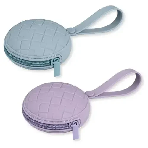 Kalovin Pacifier Holder Case, Pack of 2 Baby Silicone Pacifier Holder Case, Protective Storage Container Attaches to Strollers & Diaper Bags (Color 3) 