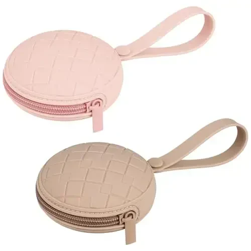 Kalovin Pacifier Holder Case, Pack of 2 Baby Silicone Pacifier Holder Case, Protective Storage Container Attaches to Strollers & Diaper Bags (Color 6) 