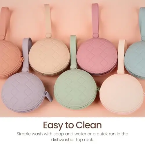 Kalovin Pacifier Holder Case, Pack of 2 Baby Silicone Pacifier Holder Case, Protective Storage Container Attaches to Strollers & Diaper Bags (Color 6) - 6