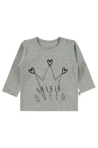 Kalp Taçlı 6-18 Ay Sweatshirt - Gri 18-24 Ay - Karmelanj 