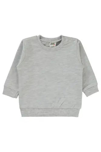 Kalp Taçlı 6-18 Ay Sweatshirt - Gri 18-24 Ay - Karmelanj 