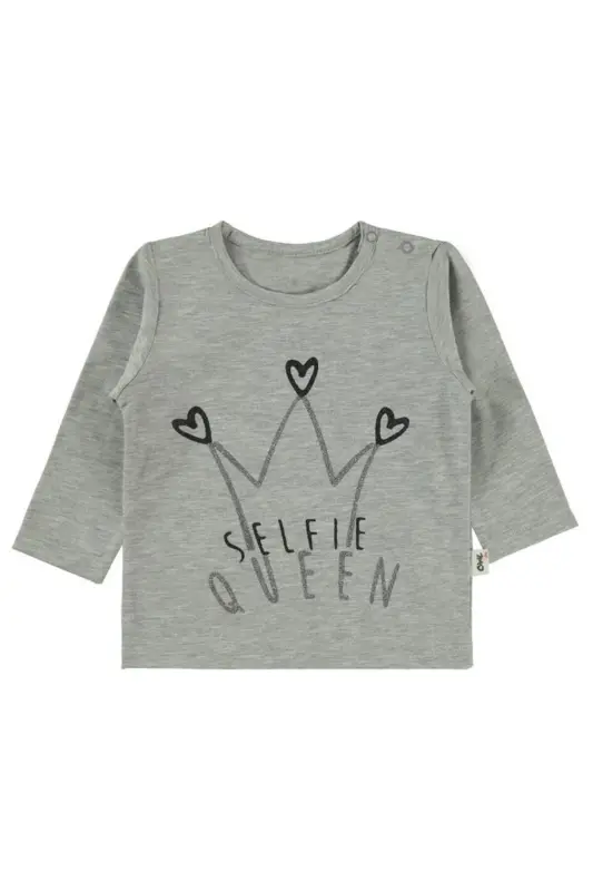 Kalp Taçlı 6-18 Ay Sweatshirt - Gri 18-24 Ay - Karmelanj - 1