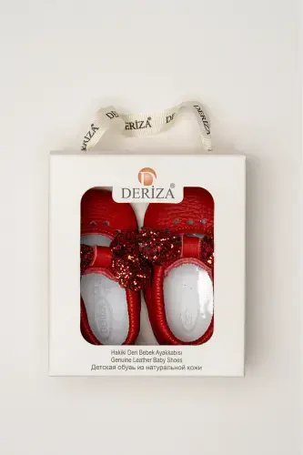 Kalpli Hakiki Deri Bebek Makosen Kırmızı Kurdele-Kırmızı - 5