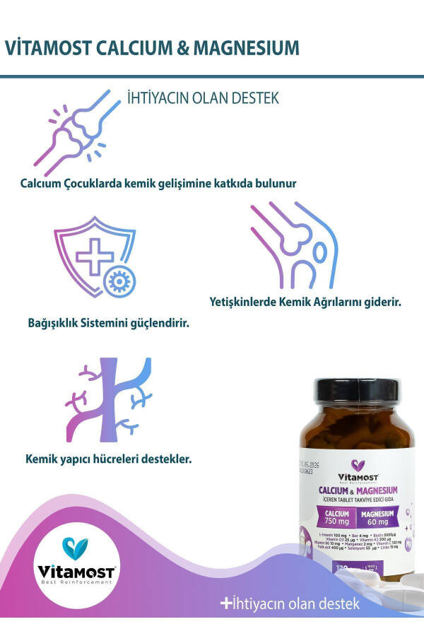 Kalsiyum | Magnezyum 1500mg Çinko D3k2 (KALSİYUM MAGNEZYUM ÇİNKO L-TREONİN) 120 Tablet - 3