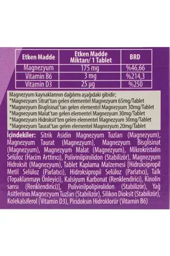 Kalsiyum Magnezyum Çinko - 60 Tablet & Magnezyum B6 D3 - 30 Tablet (CALCIUM MAGNESIUM ZINC) - 3