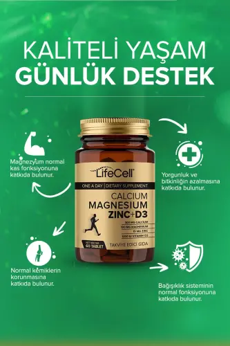 Kalsiyum - Magnezyum - Çinko - D3 - (KALSİYUM MAGNEZYUM ÇİNKO VE VİTAMİN D3) Takviye Edici Gıda - 1
