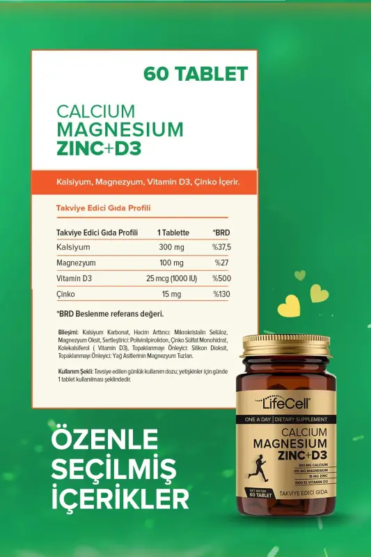 Kalsiyum - Magnezyum - Çinko - D3 - (KALSİYUM MAGNEZYUM ÇİNKO VE VİTAMİN D3) Takviye Edici Gıda - 2