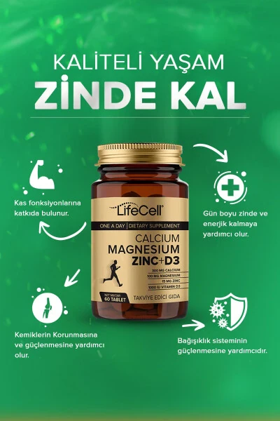 Calcium - Magnesium - Zinc - D3 - (KALSİYUM MAGNEZYUM ÇİNKO VE VİTAMİN D3) Takviye Edici Gıda - Modazone (1)