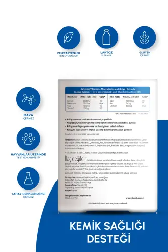 Kalsiyum,Magnezyum, Çinko, D vitamini İçeren Kemik Sağlığı Vitamini 30 Tablet - OSTEOCARE (1)