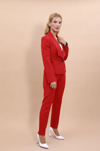 Kalta Jaket & Truba Pocha Shim Kostyumi-qizil - Qizil - 4