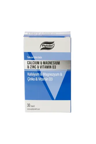 Kaltsiy Magniy Sink Vitamin D - 30 Kapsula (CALCİUM MAGNESİUM ZİNC) - PHYTODEF (1)