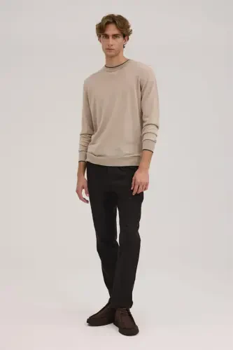 Камень Slim Fit Велосипед Воротник V Пушистый Шерстяной Трикотажный Свитер - JAKAMEN (1)