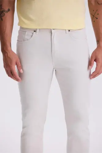 Камень Slim Fit Хлопок Узкий 5-карманный Брюки - 3