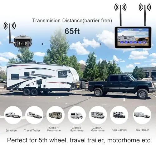 Камера заднего вида Haloview BT7 Touch RV Беспроводная 2,4G Цифровая FHD 1080P DVR с полным цветным ночным видением и 7-дюймовым сенсорным экраном для автодома, грузовика, прицепа, кемпера, фургона, пикапа - 3