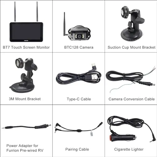 Камера заднего вида Haloview BT7 Touch RV Беспроводная 2,4G Цифровая FHD 1080P DVR с полным цветным ночным видением и 7-дюймовым сенсорным экраном для автодома, грузовика, прицепа, кемпера, фургона, пикапа - 4