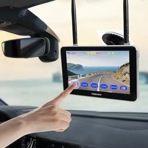 Камера заднего вида Haloview BT7 Touch RV Беспроводная 2,4G Цифровая FHD 1080P DVR с полным цветным ночным видением и 7-дюймовым сенсорным экраном для автодома, грузовика, прицепа, кемпера, фургона, пикапа - 6