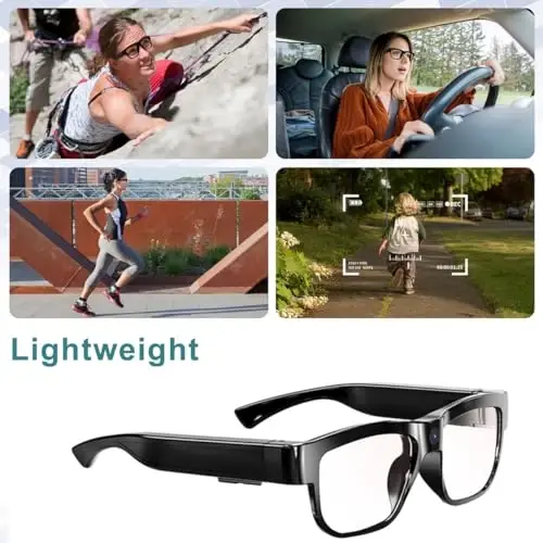 Camera Glasses Video Glasses HD Smart Glasses Recording Outdoor Sport Glasses with Camera Wearable Eyeglass Built-in 32G Memory Card only Open on Computer - 6
