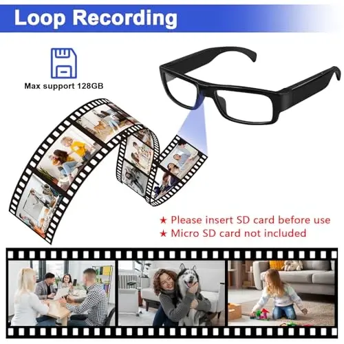 Camera Glasses Video Recording Wearable Glass Smart Glasses HD 1080P Outdoor Sport Action Camera for Training, Cycling, Driving, Hiking, Hunting, Fishing - 5