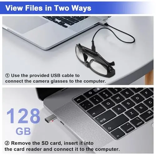 Camera Glasses Video Recording Wearable Glass Smart Glasses HD 1080P Outdoor Sport Action Camera for Training, Cycling, Driving, Hiking, Hunting, Fishing - 6