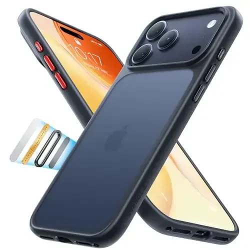 TORRAS Shockproof for iPhone 17 Pro Max Case with Camera Control Button, [12FT Military Grade Drop Protection] Enhanced Grip & Soft Touch Translucent Slim 17 Pro Max Case with 3 Colors Buttons, Black - 1