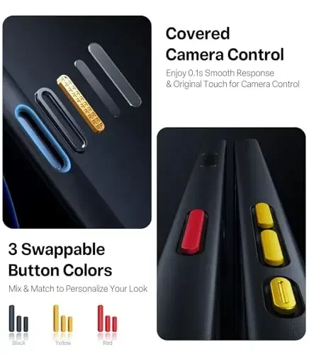 TORRAS Shockproof for iPhone 17 Pro Max Case with Camera Control Button, [12FT Military Grade Drop Protection] Enhanced Grip & Soft Touch Translucent Slim 17 Pro Max Case with 3 Colors Buttons, Black - 6