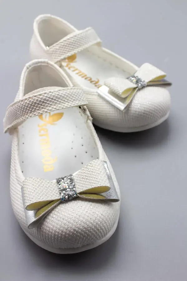 Kamonli va rinstonli bezakli chaqaloq baletkalari, ekru - 15