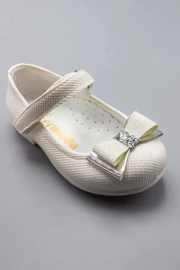 Kamonli va rinstonli bezakli chaqaloq baletkalari, ekru - 17