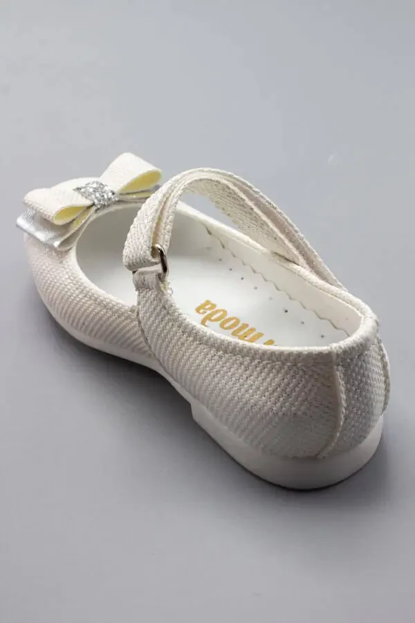 Kamonli va rinstonli bezakli chaqaloq baletkalari, ekru - 18