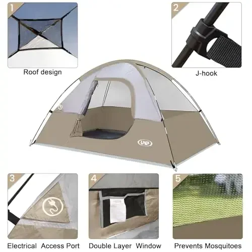 Camping Tent 2 Person, Waterproof Windproof Tent with Rainfly Easy Set up-Portable Dome Tents for Camping… - 5