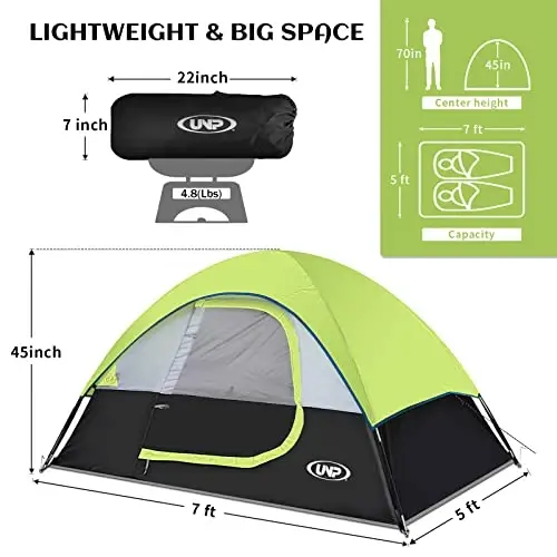 Camping Tent 2 Person, Waterproof Windproof Tent with Rainfly Easy Set up-Portable Dome Tents for Camping… - 2