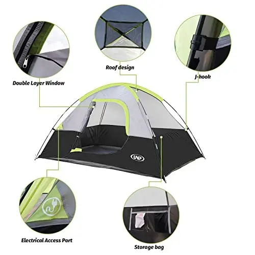 Camping Tent 2-4 Person, Waterproof Windproof Tent with Rainfly Easy Set up-Portable Dome Tents for Camping… - 5