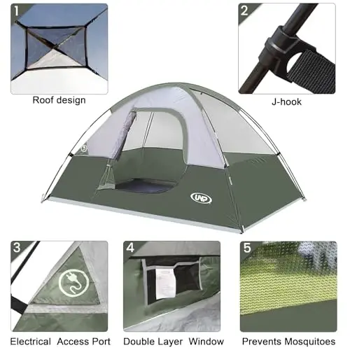 Camping Tent 2 Person, Waterproof Windproof Tent with Rainfly Easy Set up-Portable Dome Tents for Camping… - 5