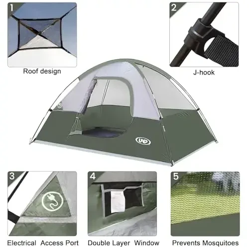 Camping Tent 2 Person, Waterproof Windproof Tent with Rainfly Easy Set up-Portable Dome Tents for Camping… - 5